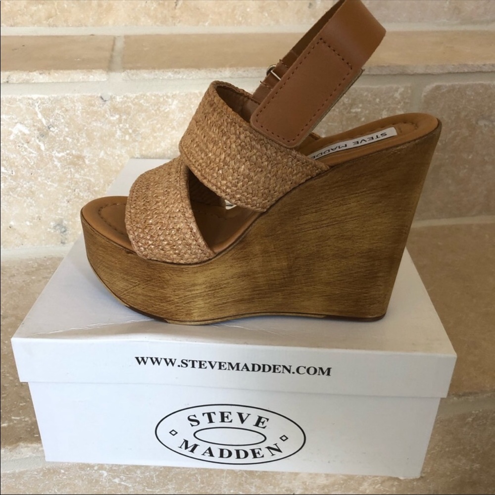 Tan Steve Madden wedge sandal
